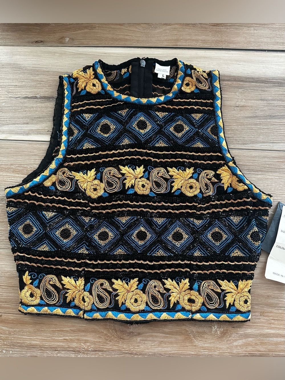 Vintage India Silk Beaded/Embroidered Top L